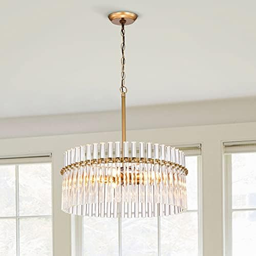 Jojospring Casandra 5-Light Brushed Brass Pendant Crystal Chandelier | Amazon (US)
