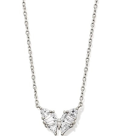 Kendra Scott Blair Butterfly Crystal Small Short Pendant Necklace - White CZ | Dillard's