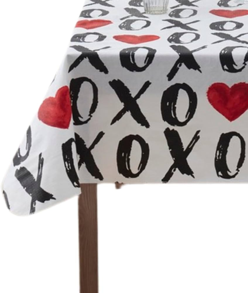 Valentine Vinyl Flannel Backed Tablecloth for Dining Room Kitchen Table Decor: Valentine's Day Lo... | Amazon (US)