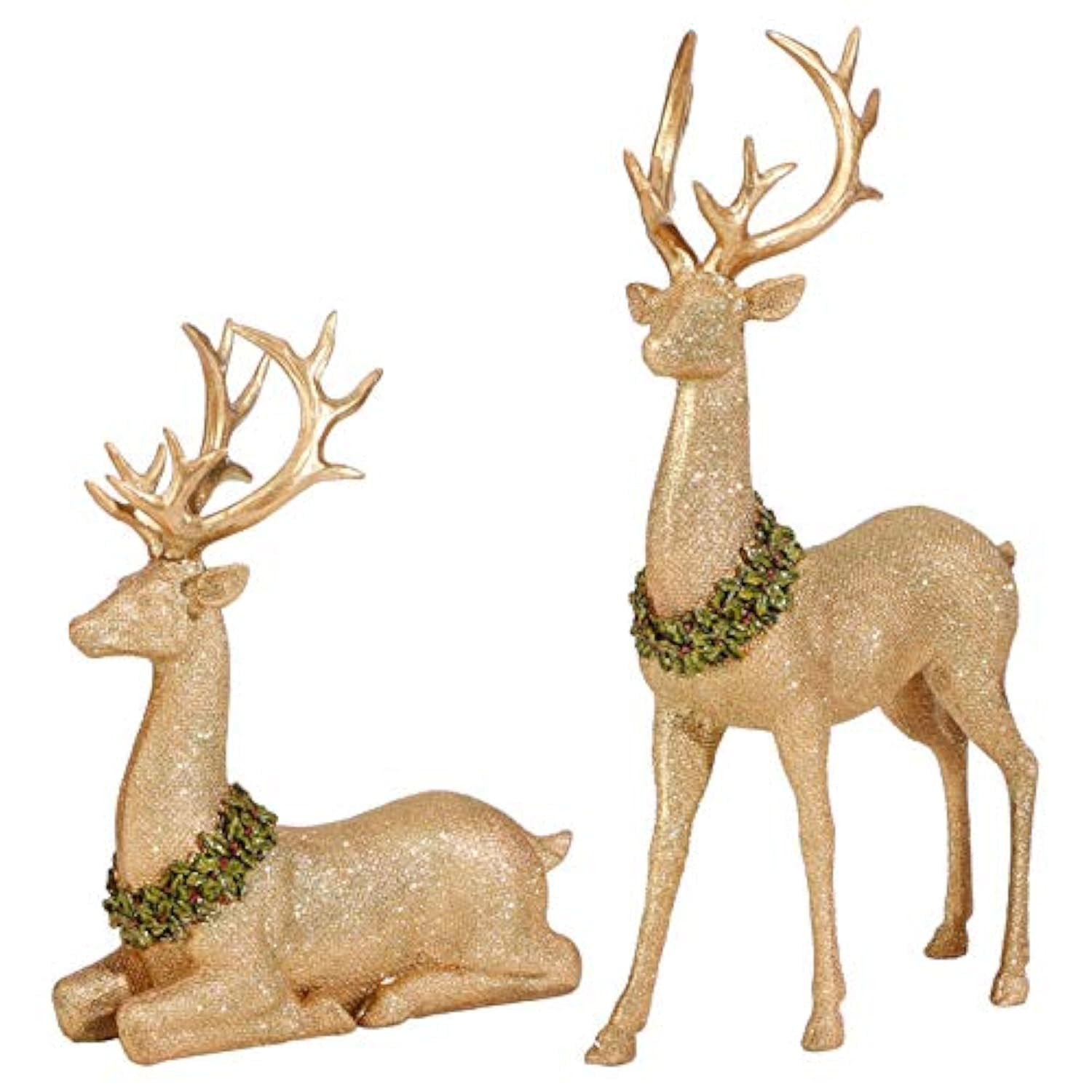 Christmas Reindeer Figurines, Gold Deer Christmas Decor, Christmas Deer Decorations Indoor, Gold ... | Amazon (US)