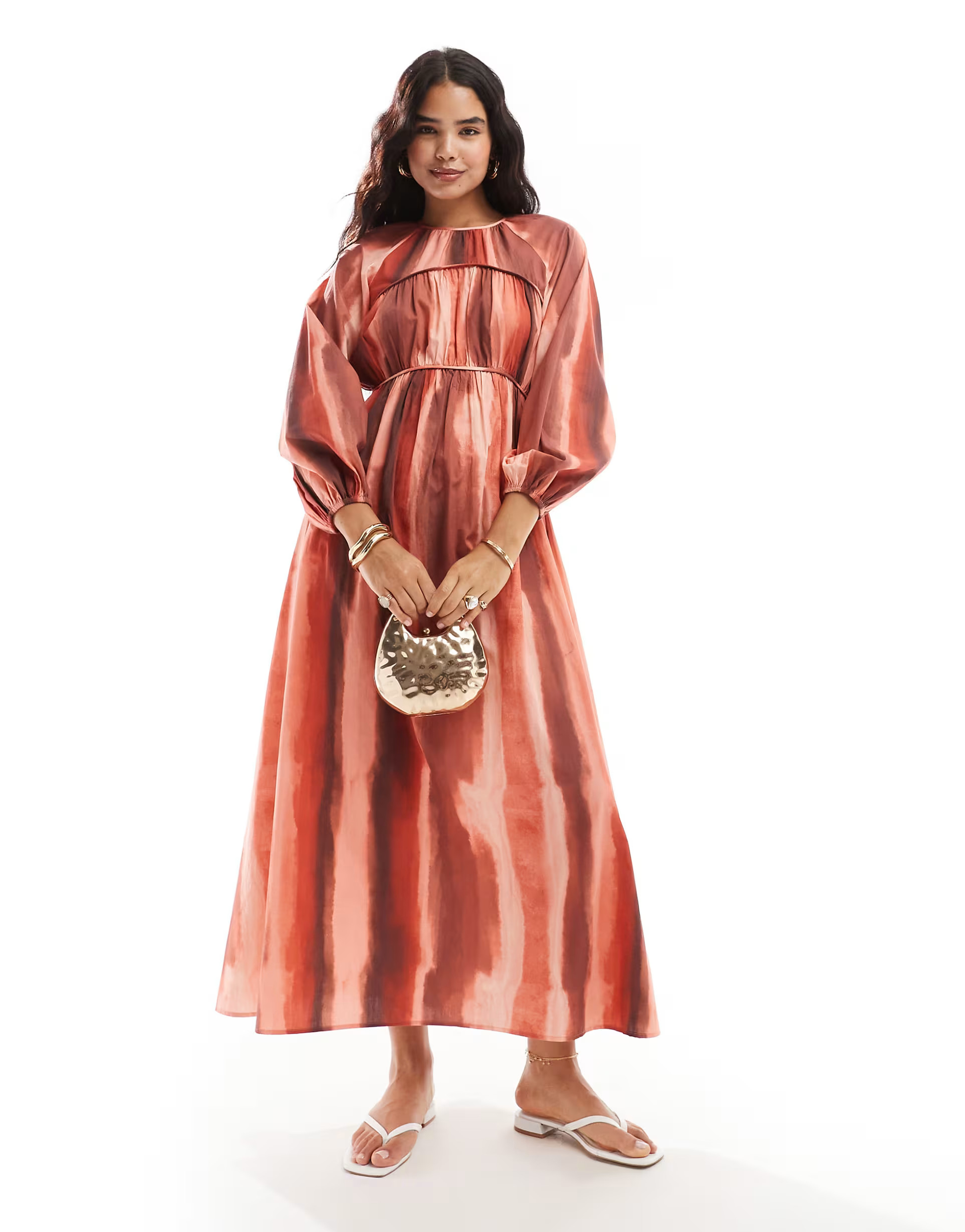 ASOS DESIGN maxi dress with ruched seam detail in tie dye stripe | ASOS | ASOS (Global)