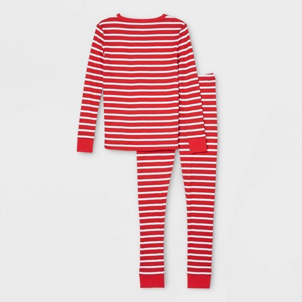 Kids' Striped 100% Cotton Tight Fit Matching Family Pajama Set - Red | Target