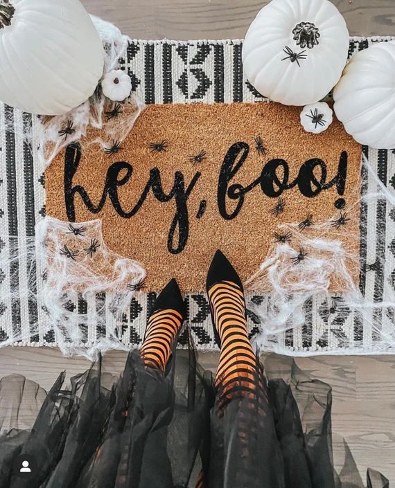 Hey boo! Doormat, Halloween doormat, cute doormat, funny doormat, fall doormat | Etsy (US)