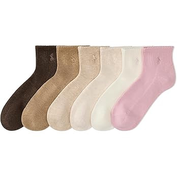 POLO RALPH LAUREN womens Performance Cotton Ankle Socks - 6 Pair Pack - Breathable Mesh & Sport C... | Amazon (US)