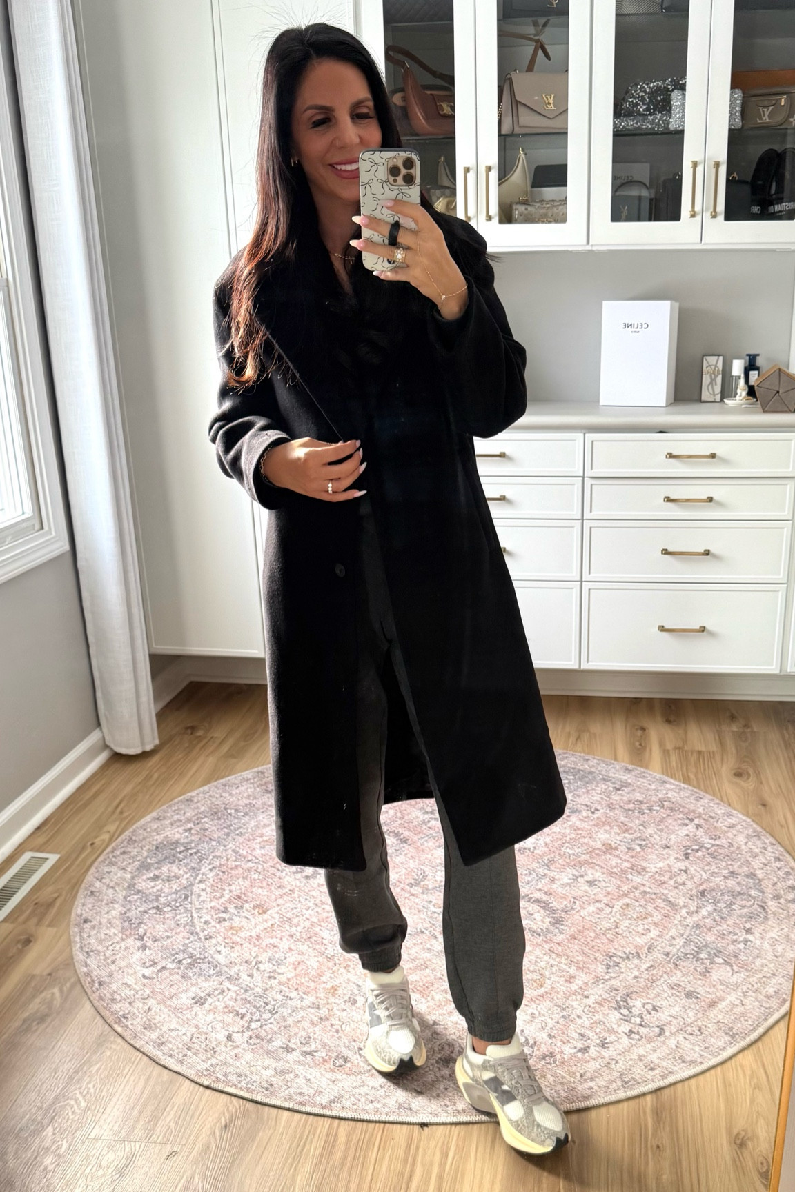 Travel fit to NYC 
Spanx- top small and joggers are a small tall 
Aritzia coat is a small (runs large) 
New balances dad sneakers are so comfortable! 

#LTKTravel #LTKU #LTKNYFW