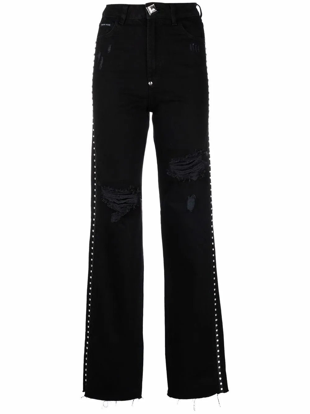 Philipp Plein crystal-embellished straight-leg Jeans | Black | FARFETCH BR | Farfetch (BR)