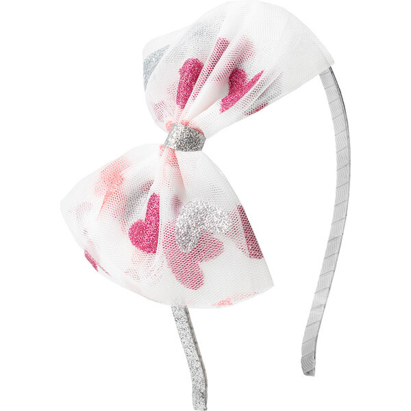 Glitter Heart Valentine's Day Tulle Bow Headband, Multi | Maisonette