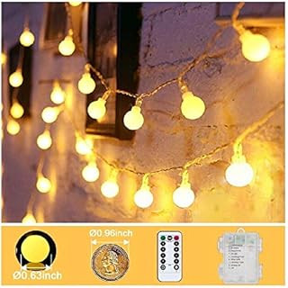 Led Globe String Lights Battery Operated 2 Pack 40Ft 80 LEDs 8 Mode Warm White Christmas Lights W... | Amazon (US)