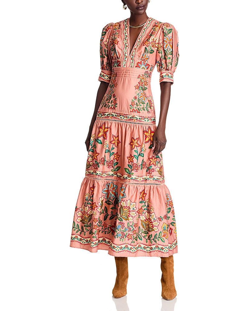 Farm Rio Pink Garden Delight Short Sleeve Maxi Dress | Bloomingdale's (US)
