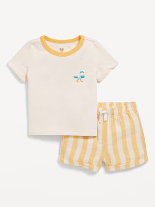 Little Navy Organic-Cotton Graphic T-Shirt and Shorts Set for Baby | Old Navy (US)