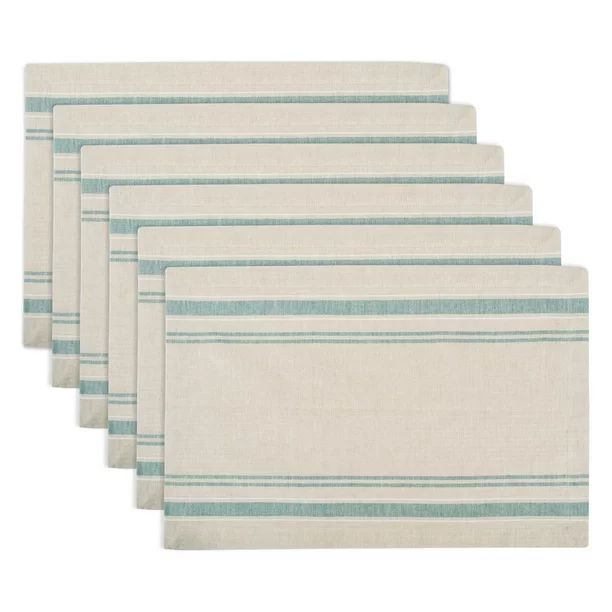 DII Teal French Stripe Placemat (Set of 6), 19" x 13", 100% Cotton - Walmart.com | Walmart (US)