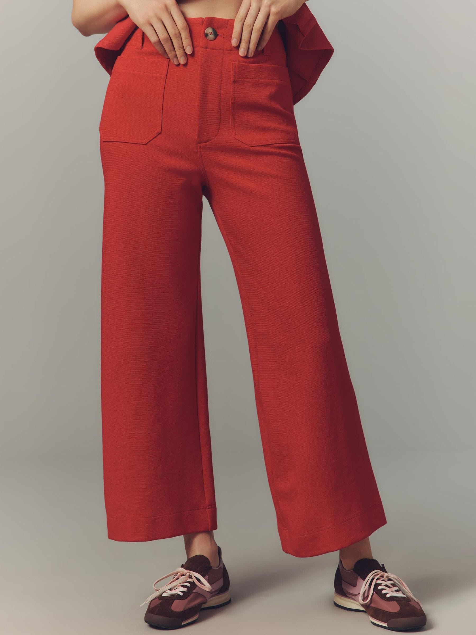 Anthropologie Anthropologie Red Maeve The Colette Knit Crop Wide-Leg Trousers | Next US
