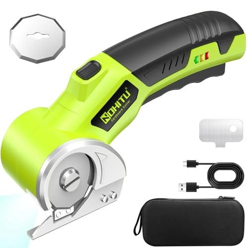 Cordless Electric Scissors: 4V Rechargeable Rotary Cardboard Cutter, 3000mAh Battery, with LED Light & Safety Lock, 2 Blades, Electric Box Cutter for Fabric Carpet Carton Plastic Leather Cloth | Amazon (US)
