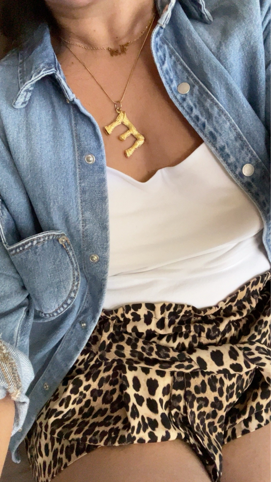Sunday OOTD

DENIM top // leopard shorts // white tank // initial necklace