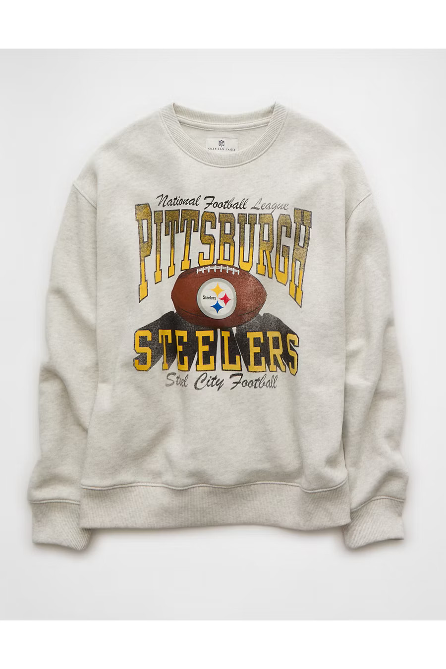 NFL Pittsburgh Steelers Graphic Relaxed Fit Sweatshirt Women's Heather Fawn XL | American Eagle Outfitters (US & CA)