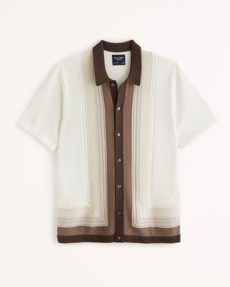 Border Stripe Button-Through Sweater Polo | Abercrombie & Fitch (US)