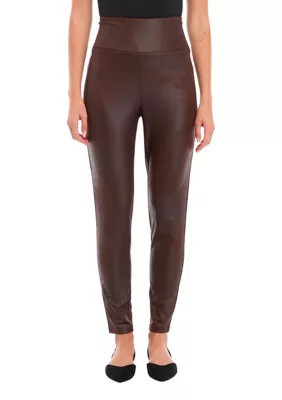 Crown & Ivy Women's Faux Leather Leggings, Brown, Small | Belk