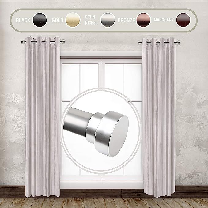 Rod Desyne 1" Side Curtain Rod, 12-20 inch (Set of 2), Satin Nickel | Amazon (US)