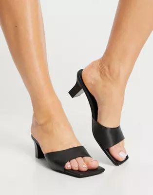 & Other Stories leather square toe mule heels in black | ASOS (Global)