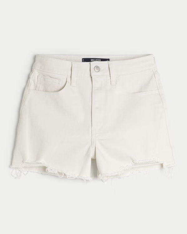 Women's Ultra High-Rise White Denim Mom Shorts | Women's Bottoms | HollisterCo.com | Hollister (US)