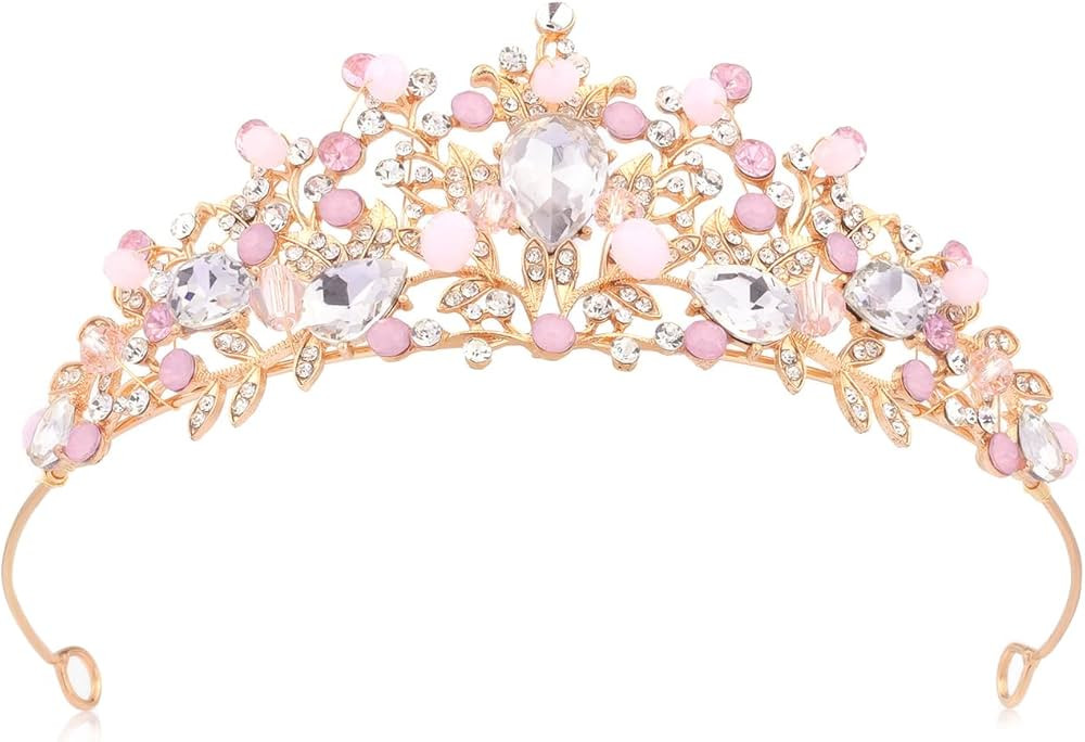 KINBOM Pink Crystal Crown, Crystal Tiara Sweet Princess Crystal Crown Headband for Girls for Chri... | Amazon (CA)