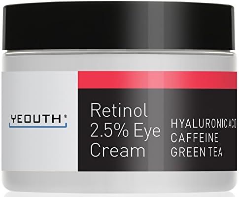 Retinol Eye Cream Moisturizer 2.5% from YEOUTH Boosted w/Retinol, Hyaluronic Acid, Caffeine, Gree... | Amazon (US)