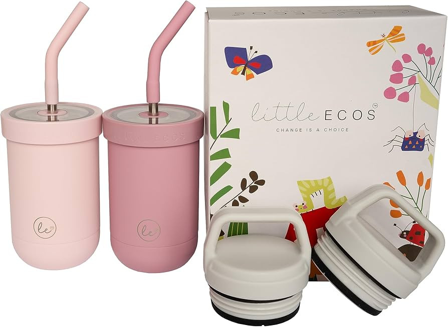 Double walled insulated Kids & toddler smoothie cups with screw tight lids and straws | Best Todd... | Amazon (US)