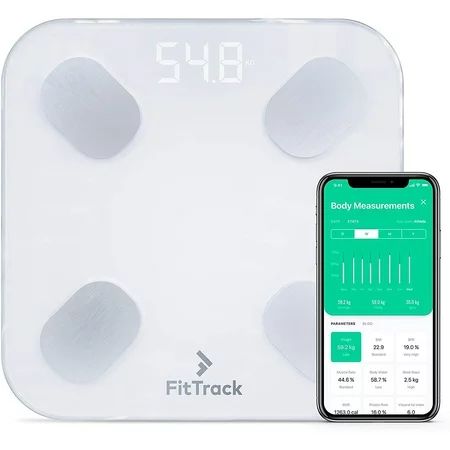 FitTrack Dara Smart BMI Digital Most Accurate Bluetooth Glass Scale Measure Weight and Body Fat Whit | Walmart (US)