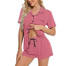 SWOMOG Womens Button Down Pajamas Set Short Sleeve Sleepwear Bride Soft Pj Lounge Sets XS-XXL | Amazon (US)
