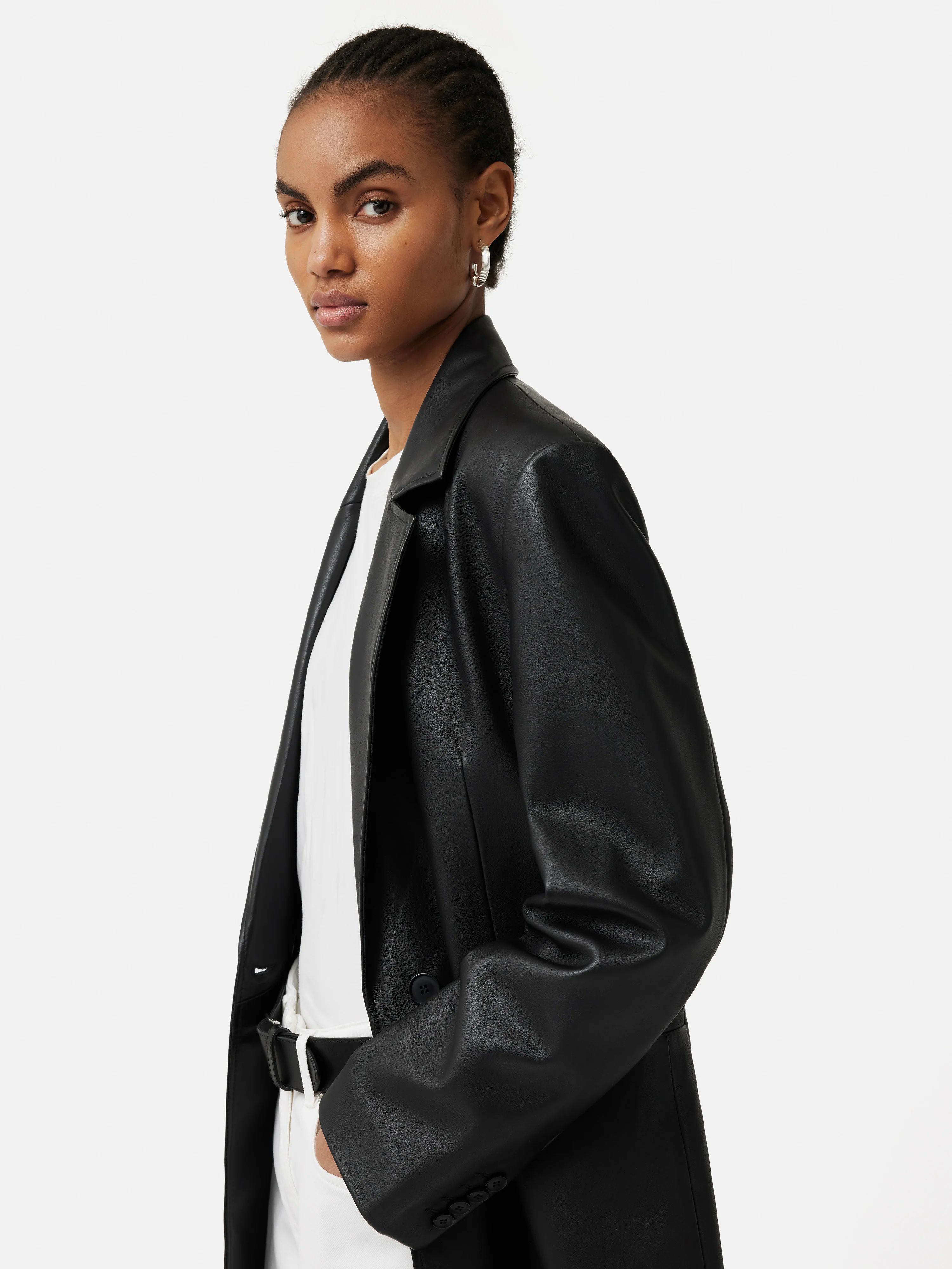 Tailored Leather Blazer | Black | Jigsaw (UK)