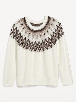 Fair Isle Cozy Shaker-Stitch Pullover Sweater for Women | Old Navy (US)