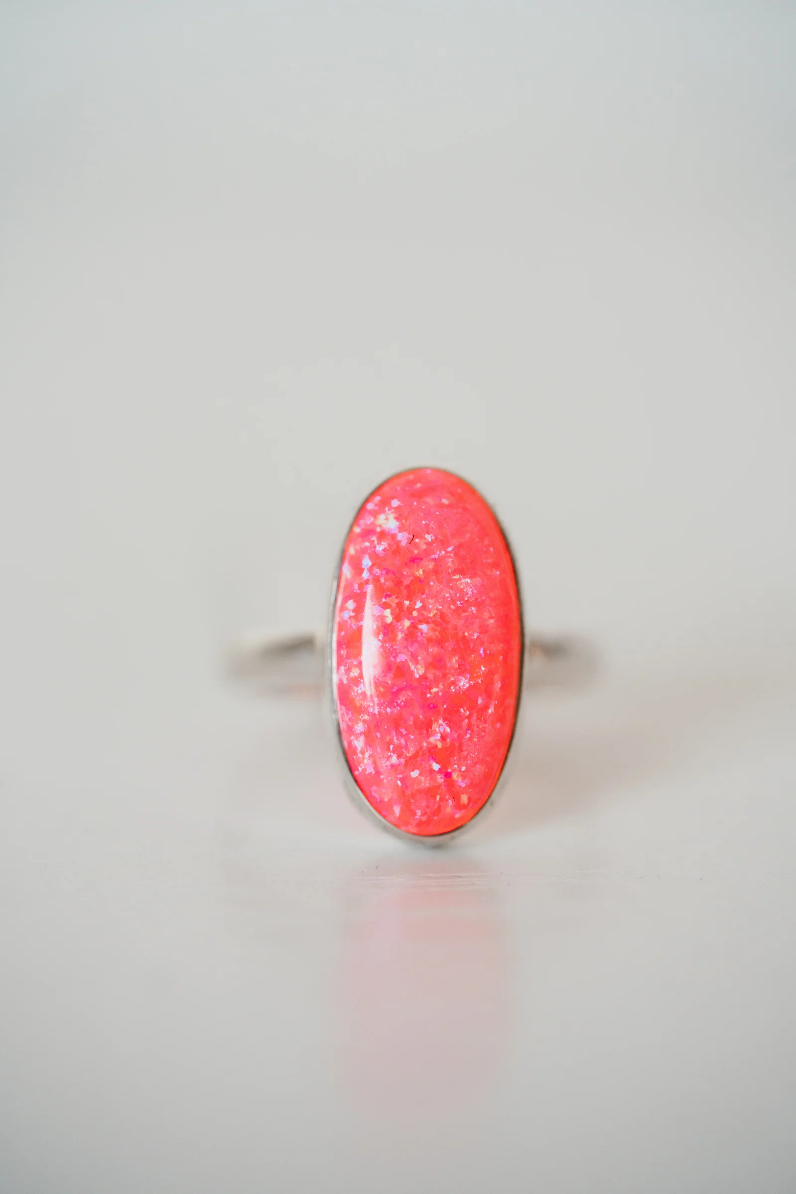 Steeley Ring | Oval | Pink Opal | Goldie Lew Jewelry