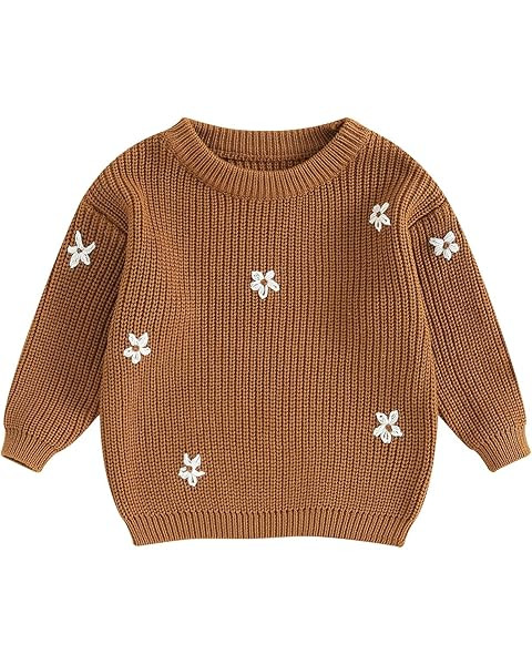 Mubineo Baby Girl Winter Clothes Cute Flower Sweater Crewneck Pullover Long Sleeve Knit Newborn I... | Amazon (US)