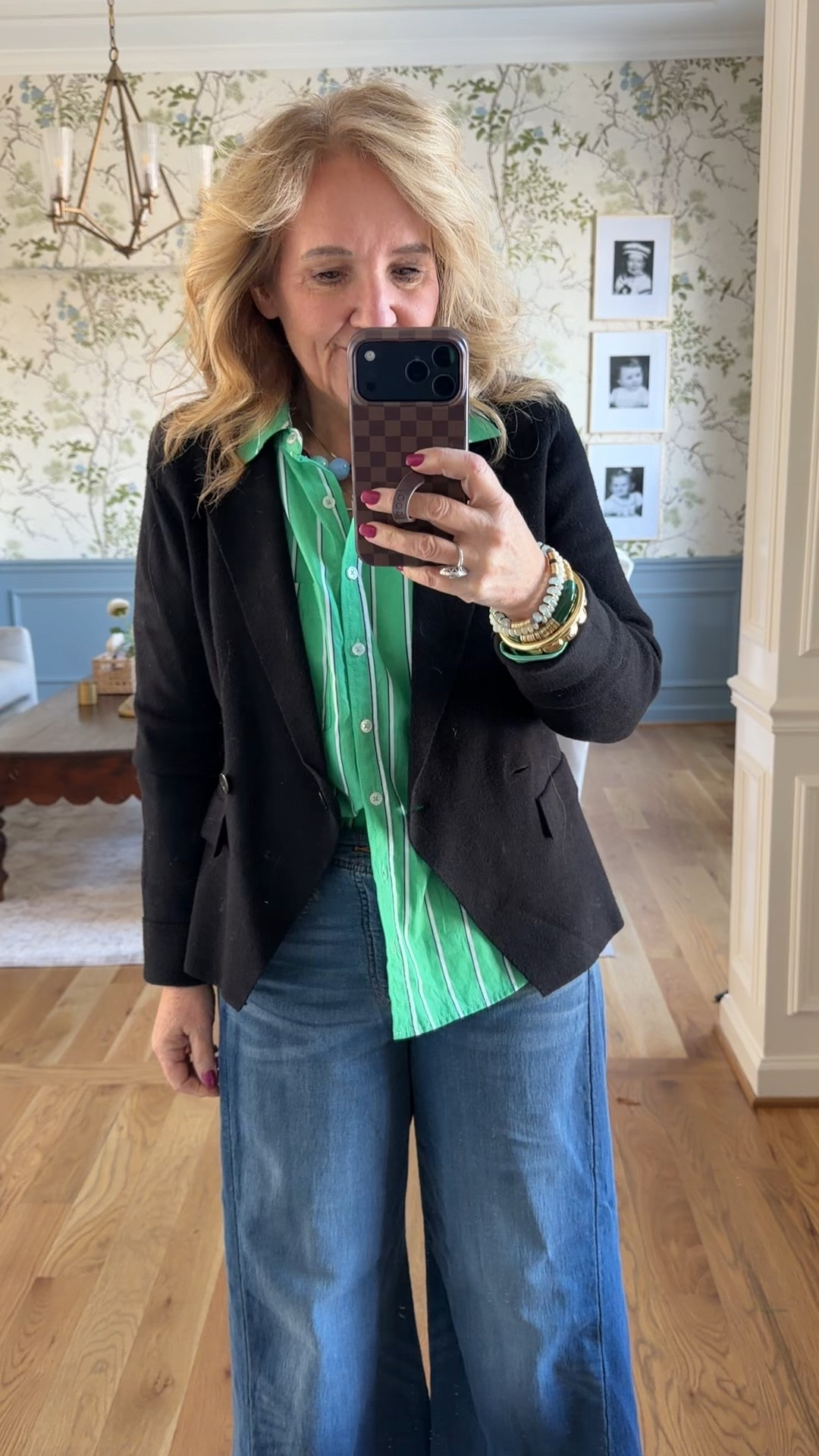 Blouse size small it’s oversized 
Sweater blazer size medium 
Sweatpant jeans palazzo style size 29 petite 
I’ll link similar waterproof Chelsea boots 

#LTKootd #LTKPetite #LTKOver40