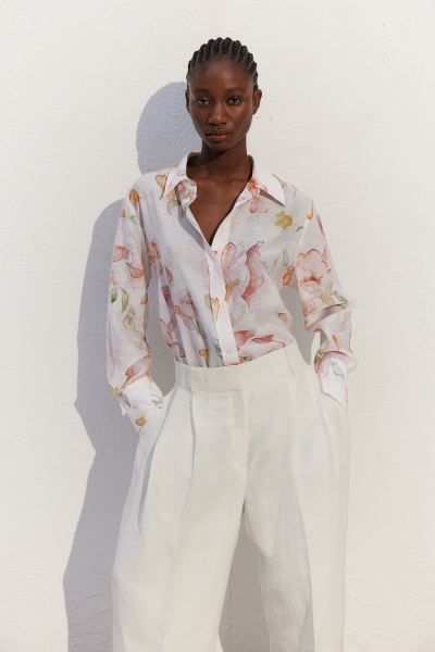 Shirt - White/floral - Ladies | H&M US | H&M (US + CA)