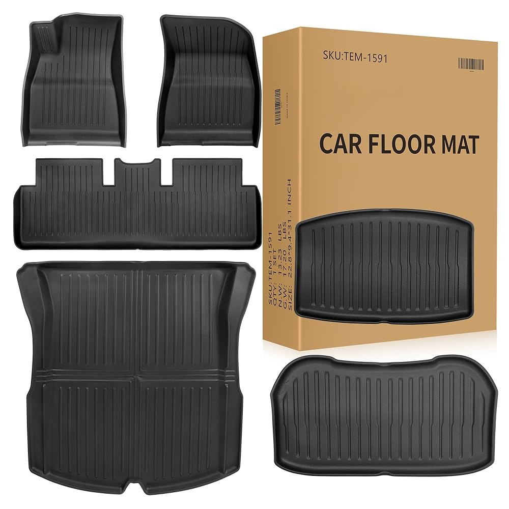 Weize Floor Mats Fit for Tesla Model 3 Highland 2025 2024, TPE All Weather Cargo Liner Floor Mats... | Amazon (US)