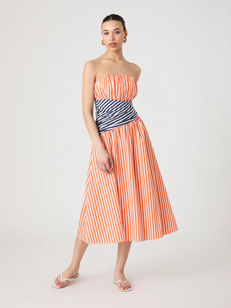 Alexis Stripe Strapless Midi Dress | French Connection (US)