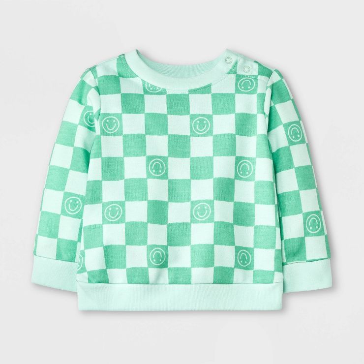 Baby Boys' Checkerboard Sweatshirt - Cat & Jack™ Green | Target