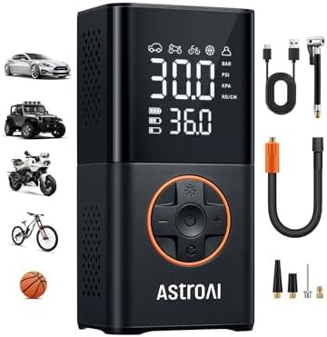 AstroAI L7 Tire Inflator Portable Air Compressor Cordless Mini Bike Pump with Digital Dual Values... | Amazon (US)