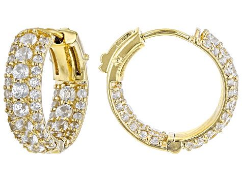 White Zircon 18K Yellow Gold Over Sterling Silver Hoop Earrings 3.32ctw - NDH029 | JTV Jewelry