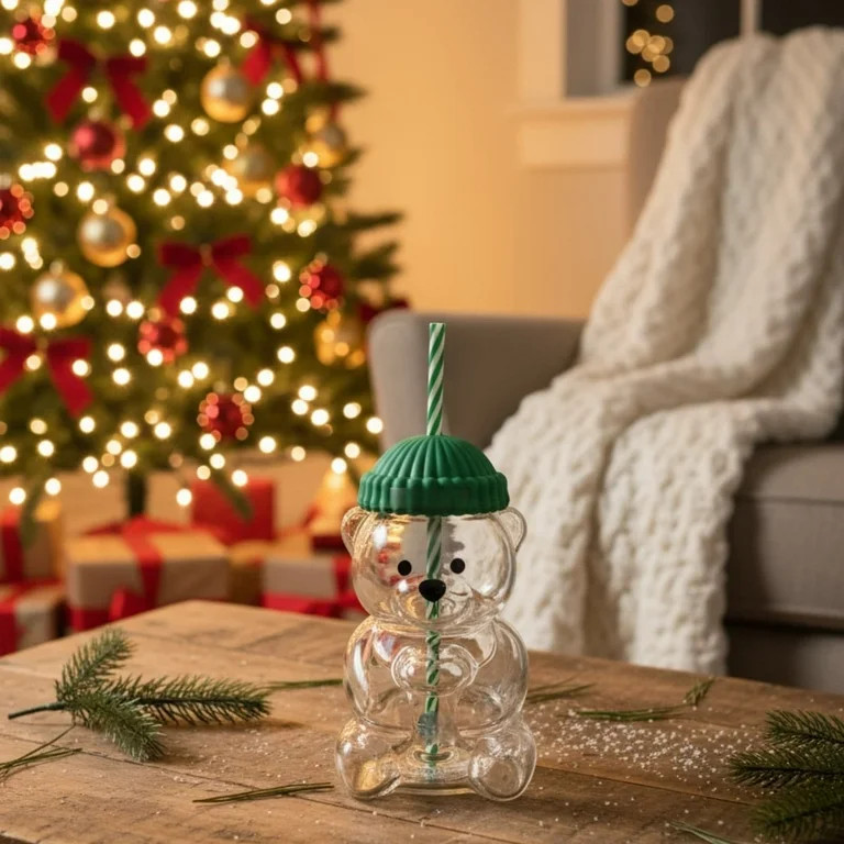 Bear Cup with Straw, Glass Bear Cup, Bear Sippy Cup 20oz Clear Bear Glass Cup with Lid and Straw ... | Walmart (US)