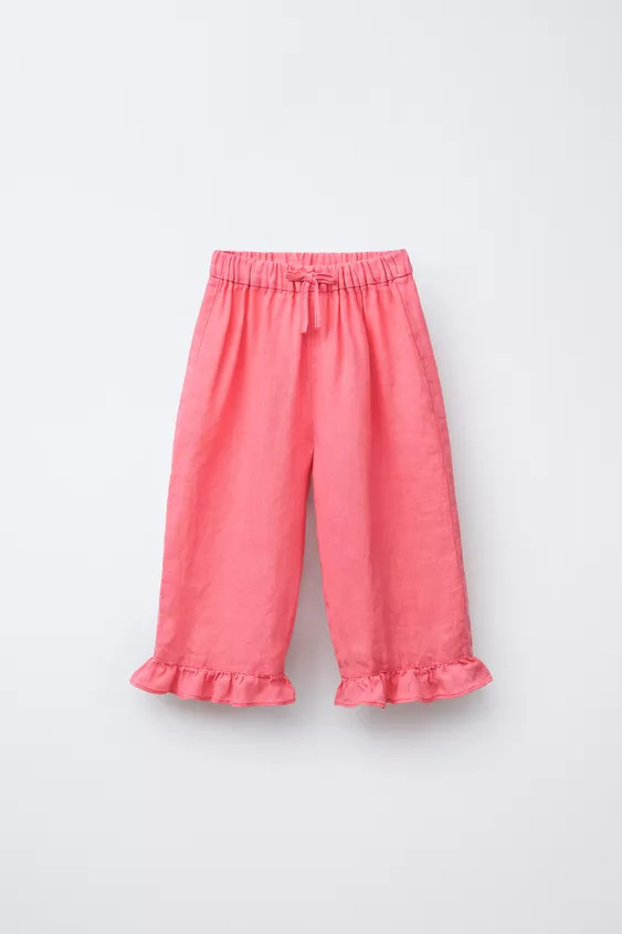 100% LINEN RUFFLED CULOTTES | Zara US