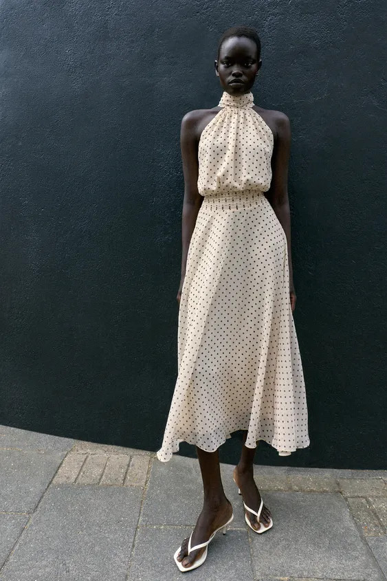POLKA DOT HALTER MIDI DRESS | Zara US