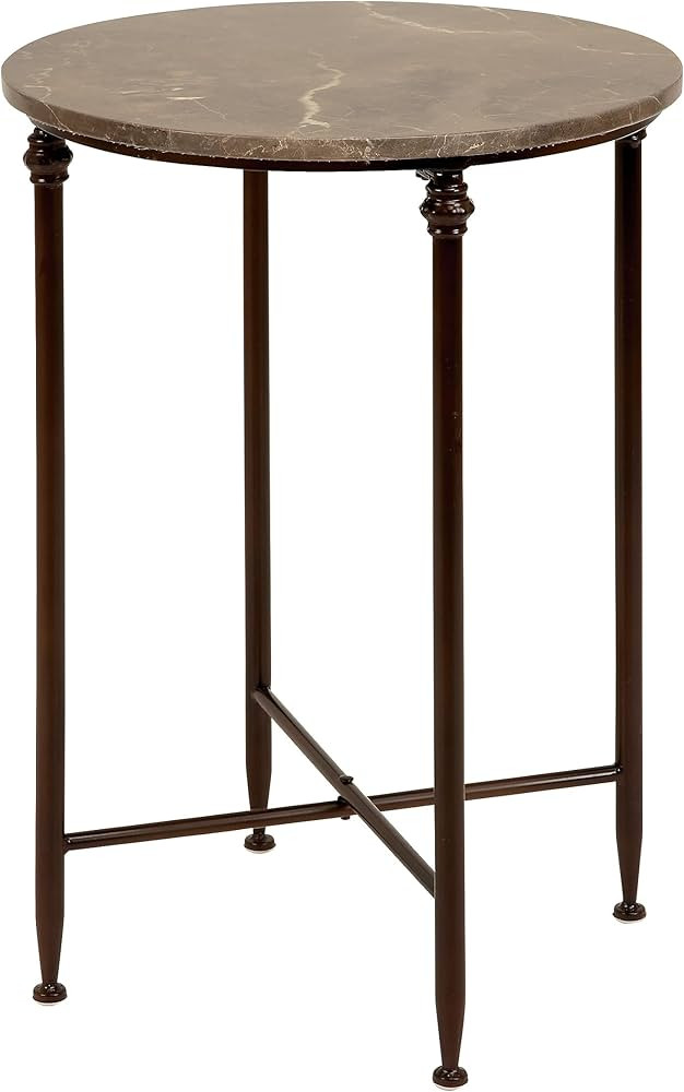 Deco 79 Metal Accent Table with Marble Top, 18" x 18" x 26", Black | Amazon (US)