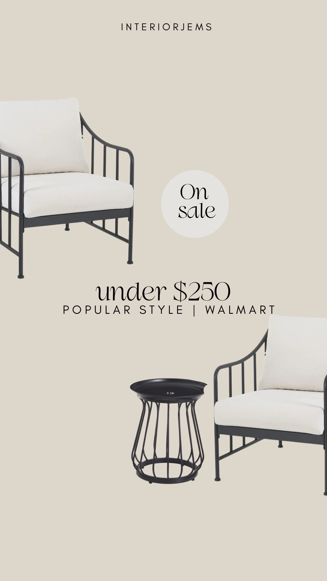 This conversation said is super cute. It’s a look for less from CB2 sold at Walmart. It’s on sale for under $250. This is such an incredible deal, a metal outdoor conversation set, Walmart, patio porch and patio

#LTKStyleTip #LTKSaleAlert #LTKHome
