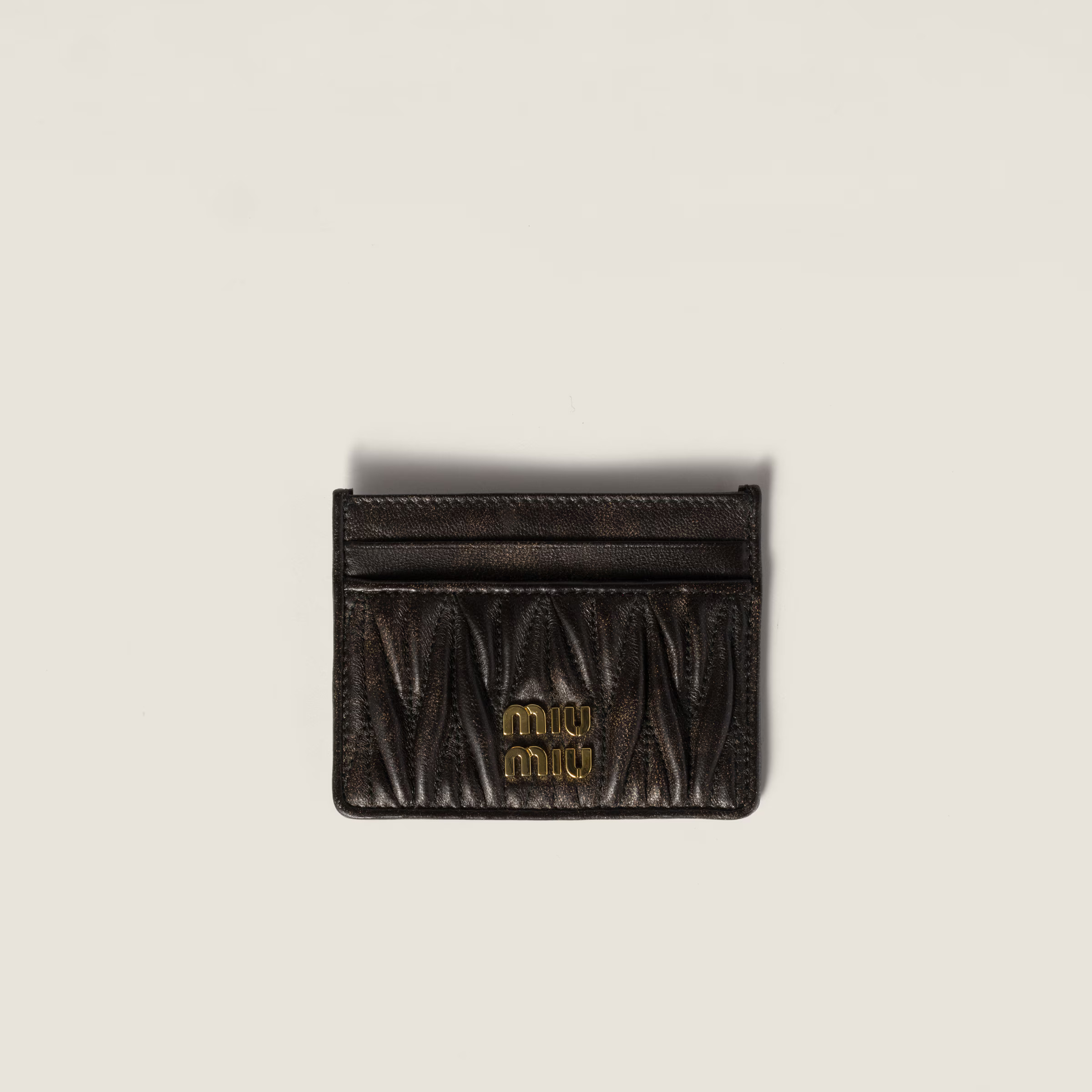Coffee Matelassé Nappa Leather Card Holder | Miu Miu | Miu Miu UK