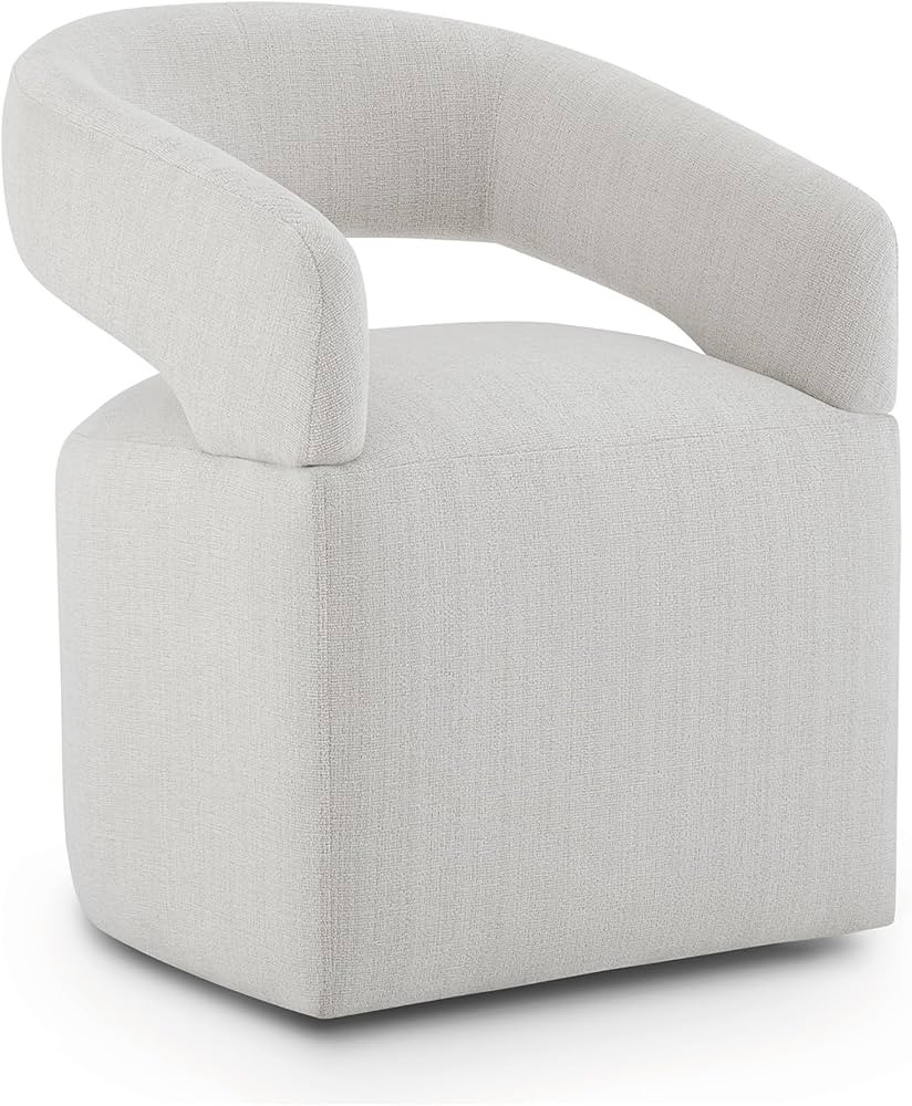 Upholstered Dining Chairs with Casters Modern Barrel Side Armchair with Rollers for Diningroom Be... | Amazon (US)