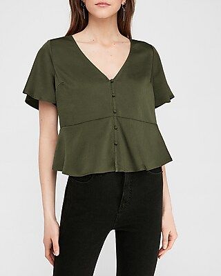 Short Sleeve Peplum Shirt | Express