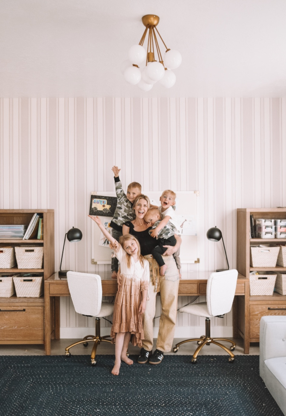 Our new playroom & homeschool room with toy storage, a reading corner, kids desks, a gallery wall and the cutest home decor for a kids room!

#LTKFamily #LTKHome #LTKKids