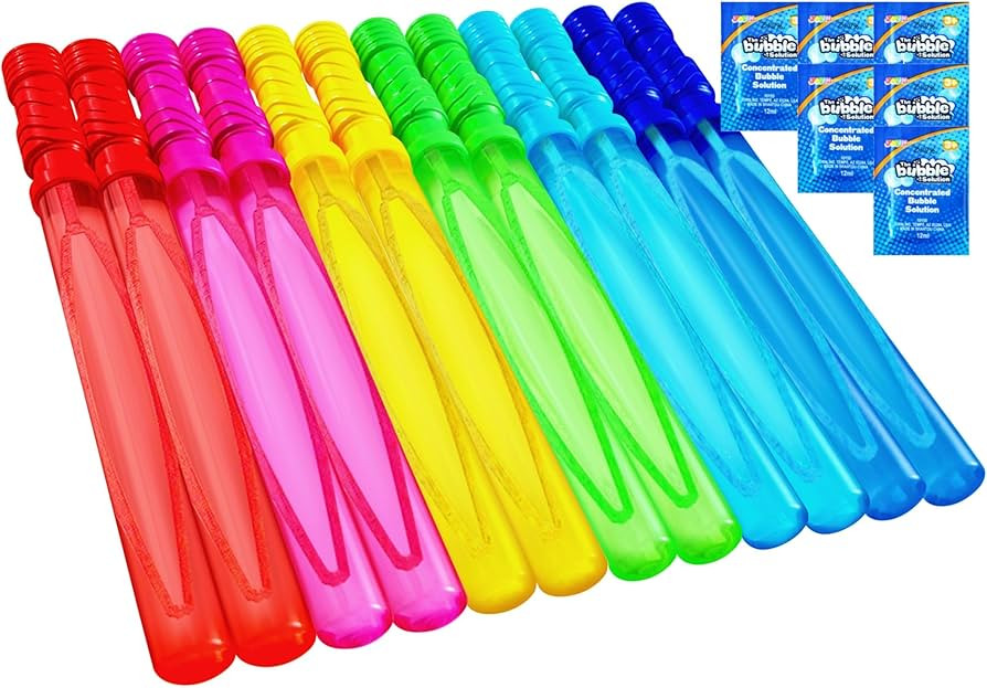 JOYIN 14.6’’ Big Bubble Wands for Kids, 1 Dozen Bubble Wand Bulk with Refill Solution for Sum... | Amazon (US)